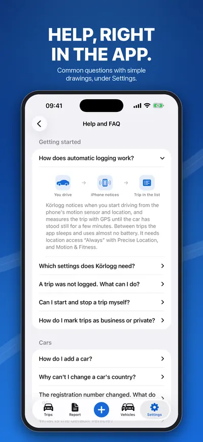 Help and FAQ inside the app